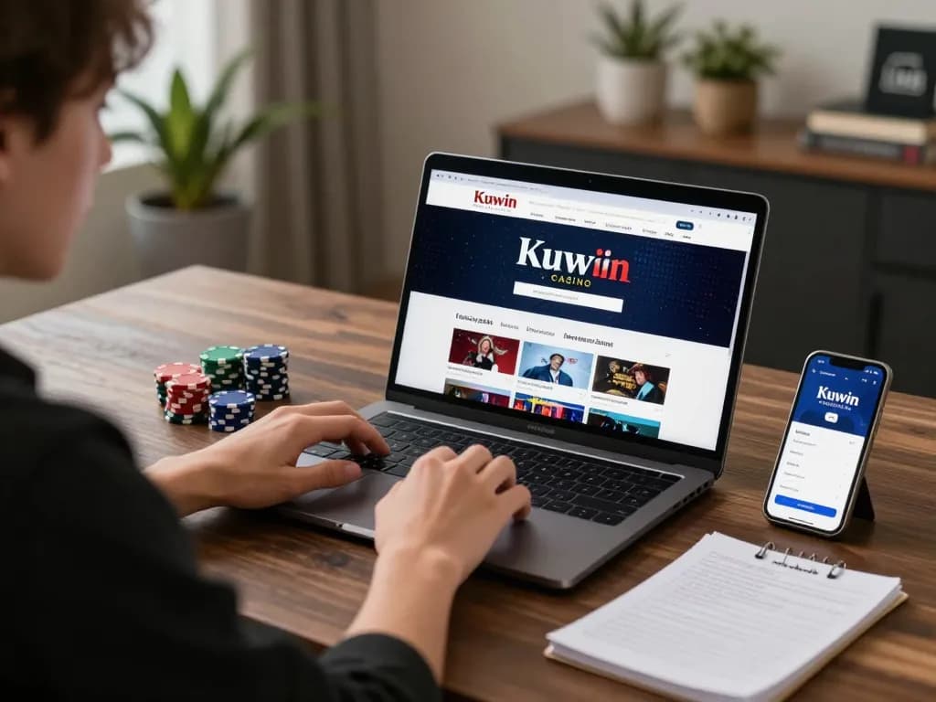 Kuwin user engaged in strategic online poker gameplay, showcasing seamless gaming with convenient app access.
