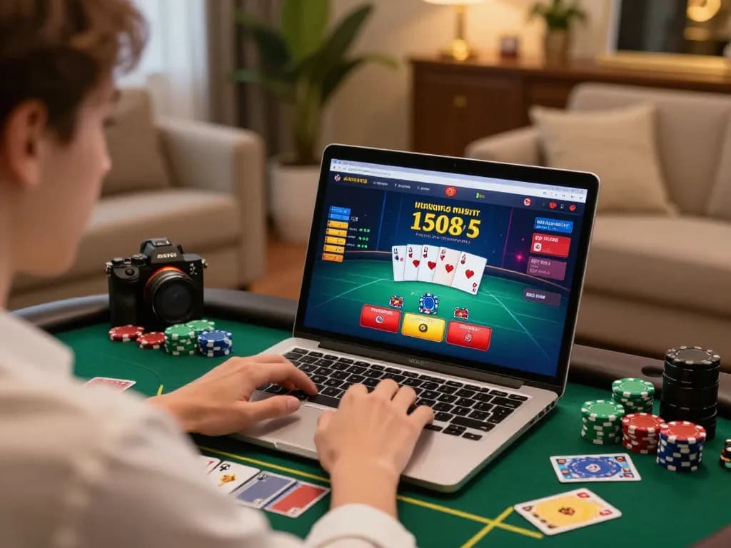 Playing poker online at tt88 com with vibrant interface and strategic gameplay in cozy setup