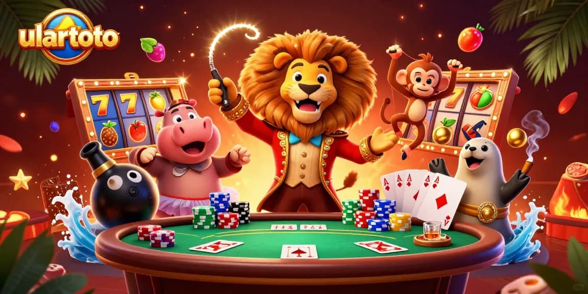 Experience thrilling gameplay at ulartoto with vibrant slot reels and engaging casino characters