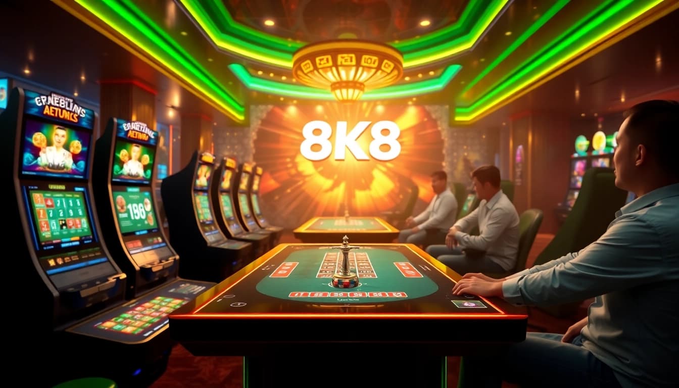 Experience thrilling gameplay at 8K8 Philippines with vibrant casino tables and dynamic gaming visuals.