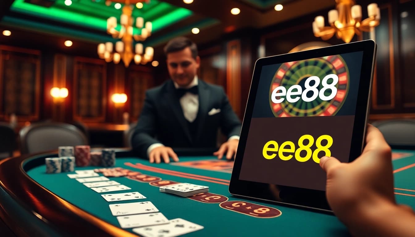 Playing cards and chips on the table at the ee88 casino, highlighting an immersive gambling experience.