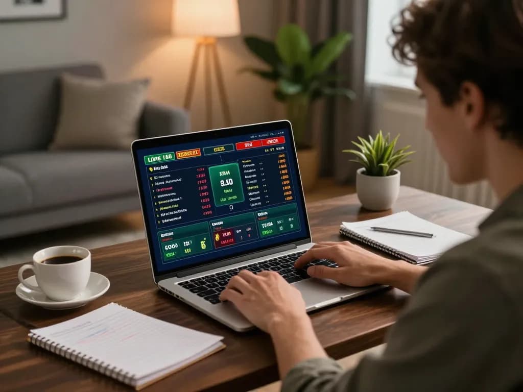 Betting on uu88 with excitement during an online sports event, showcasing live updates and strategy integration.
