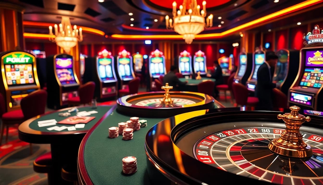 Experience the excitement of GameQueen with vibrant casino games and players enjoying their time.