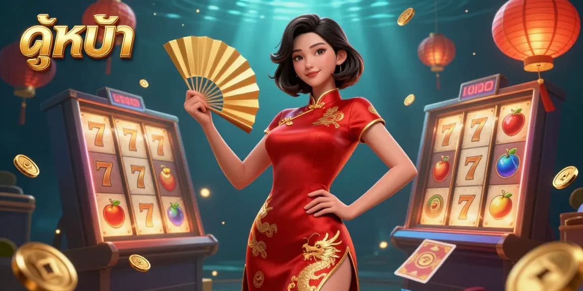 Engage in ดูหนัง with a captivating scene featuring a confident woman amidst dynamic slot elements.