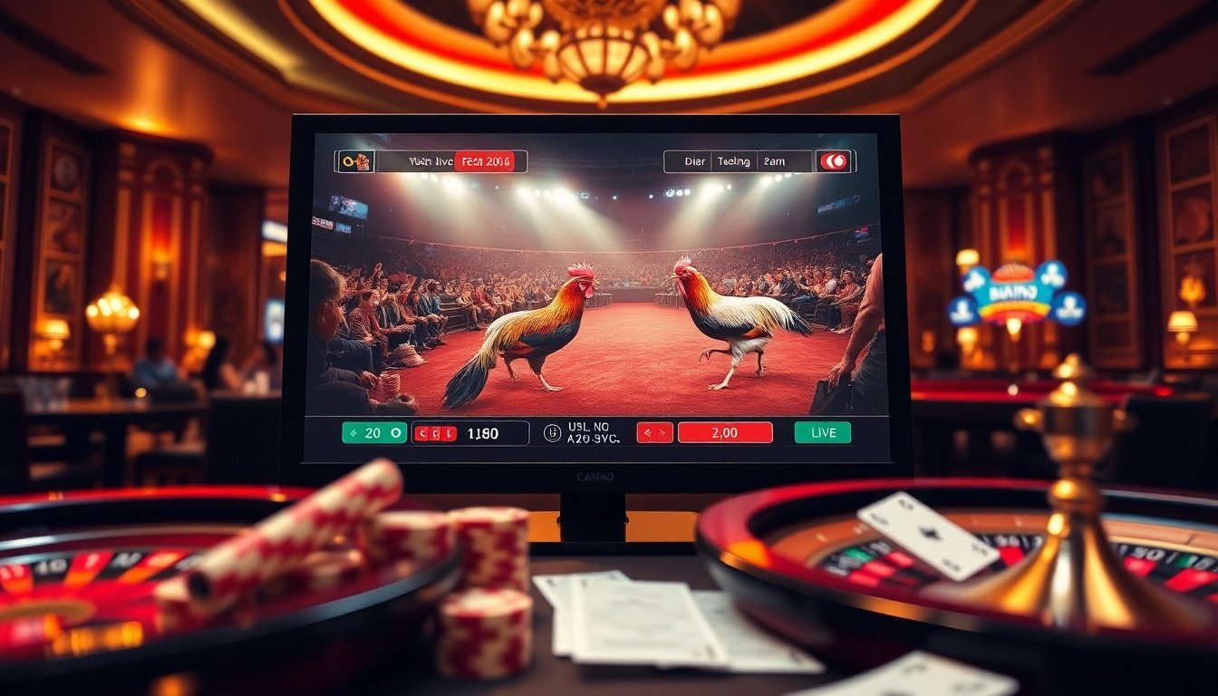 Engaging online interface showcasing đá gà trực tiếp with vibrant elements of gambling excitement.