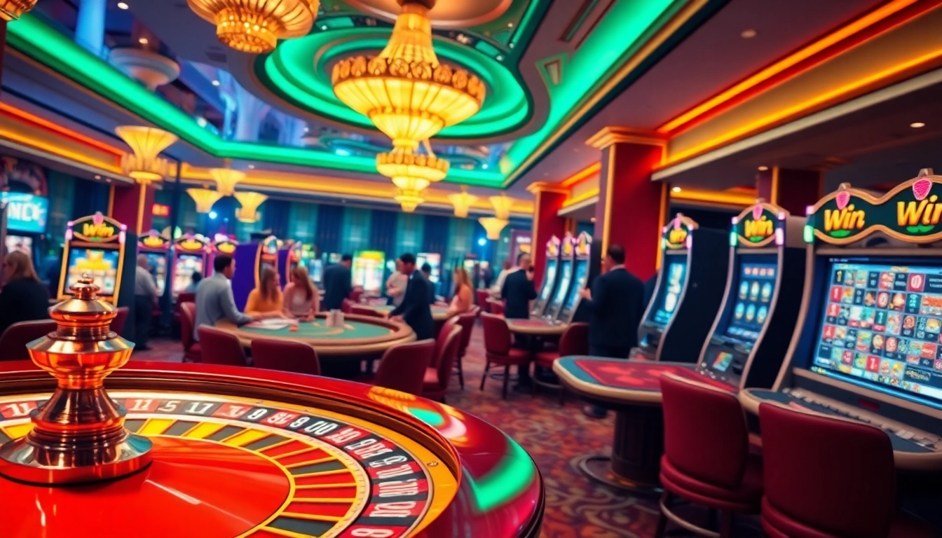 Experience the thrilling gaming atmosphere at 33win casino with vibrant poker tables and colorful chips.