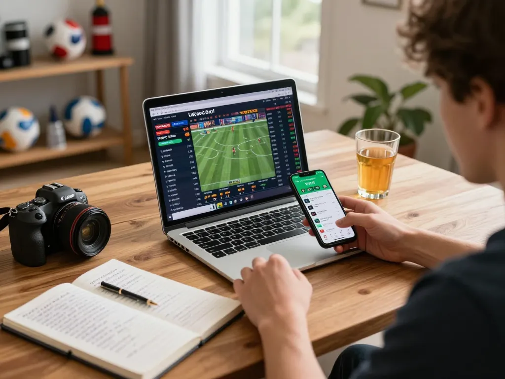 Engaging with TIP88’s live sports betting interface on a laptop at home.