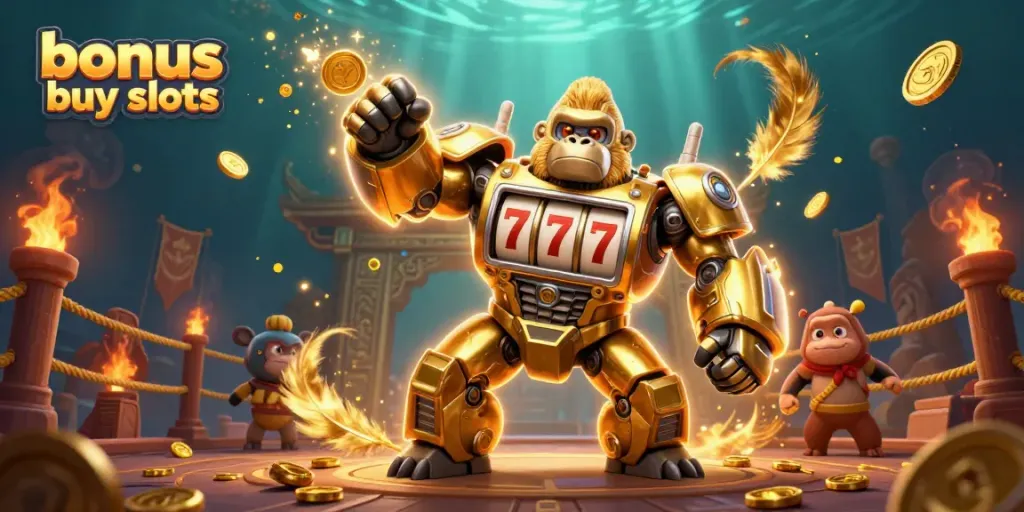 Experience thrilling gameplay with bonus buy slots through this vibrant 3D casino illustration
