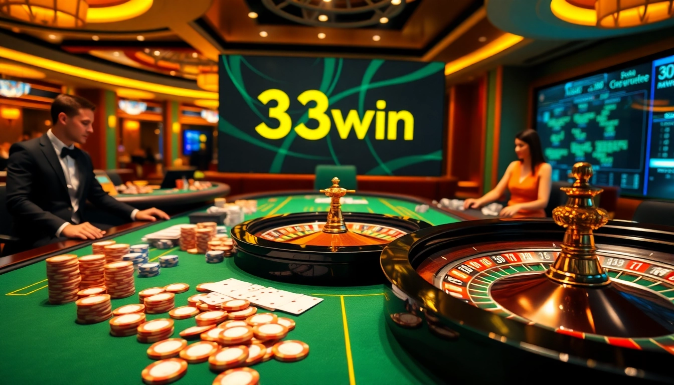 Experience thrilling gaming at 33win's vibrant casino tables with engaging action and professional dealers.