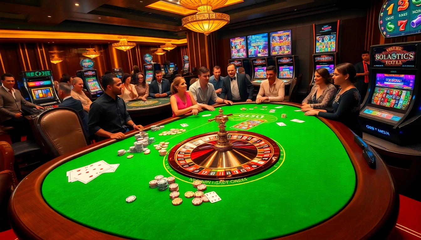 Exciting poker action at GG88 Media casino with vibrant chips and players celebrating wins.
