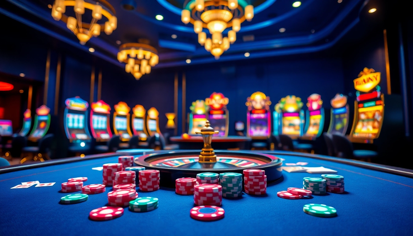 Bet on lego138 with colorful poker chips and thrilling casino tables in a luxurious atmosphere.