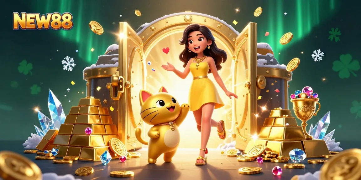 Spin and win with NEW88 at an exhilarating online casino featuring treasures and joyful moments.