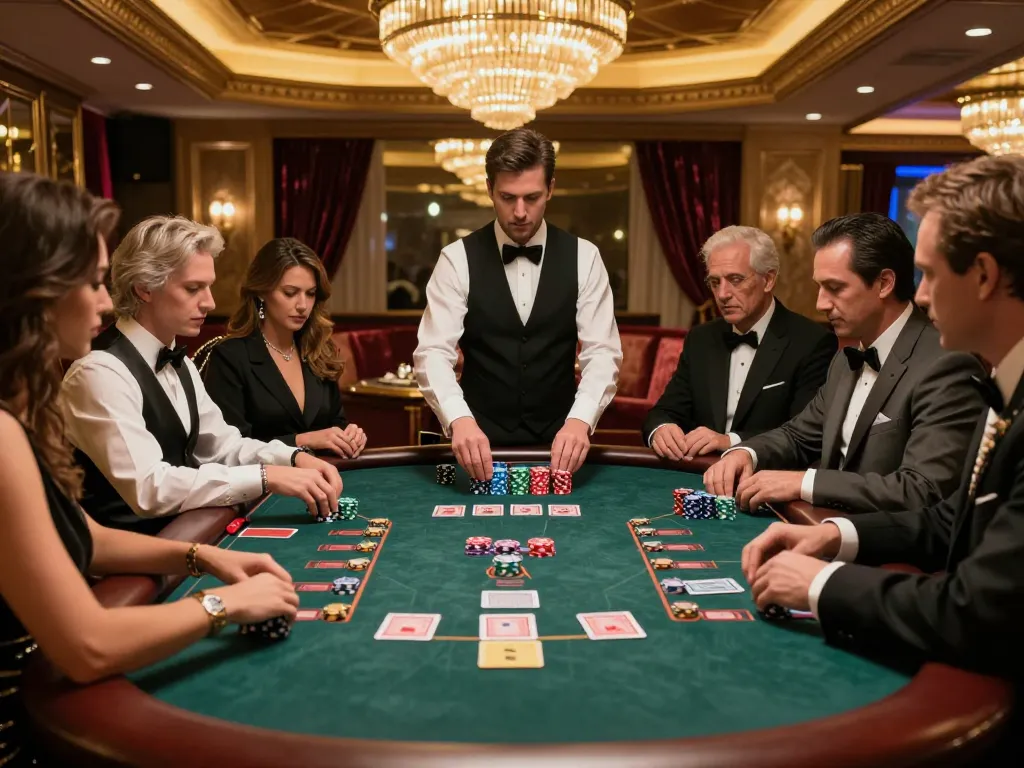 Exciting moment at a VIP blackjack table with da88 high-stakes players engaged in strategic gameplay