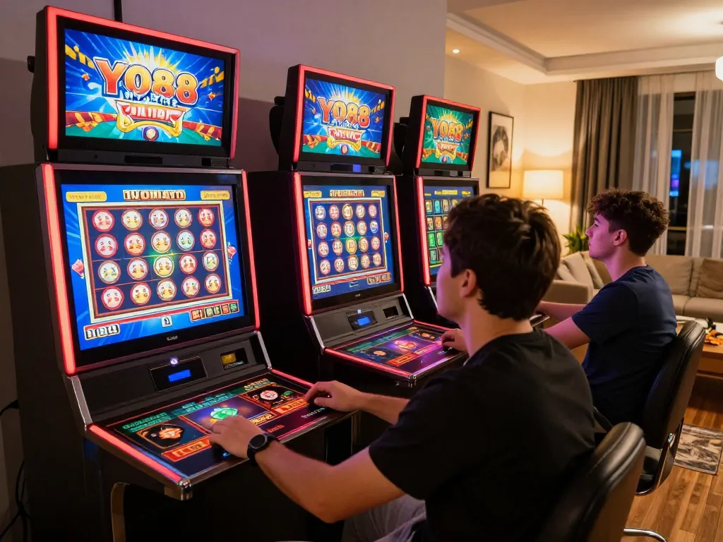 Players spinning the reels at YO88 online casino, enjoying vibrant and exciting gaming action