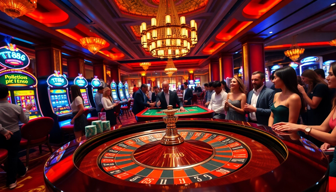 TT88 roulette table captures the excitement of casino gaming with players engaged in action.