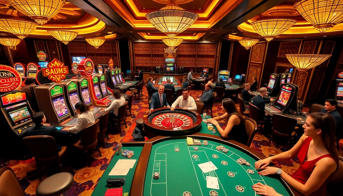 Exciting KP88 casino scene with players engaged in thrilling games and vibrant slots.