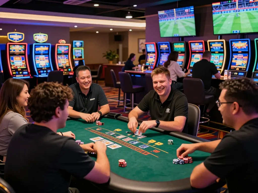 Dynamic gaming scene showcasing AF88 excitement in a vibrant casino atmosphere.