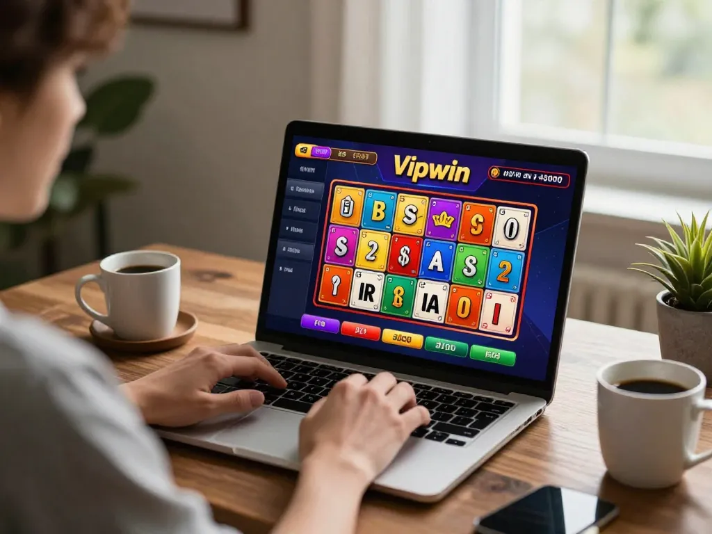 Engaging in thrilling Vipwin bingo games online, showcasing vibrant gameplay at home.