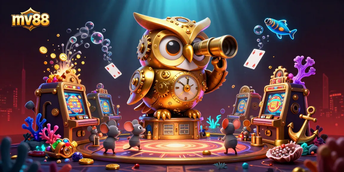 Experience thrilling gaming at mv88 with 3D characters in a lively casino setting.