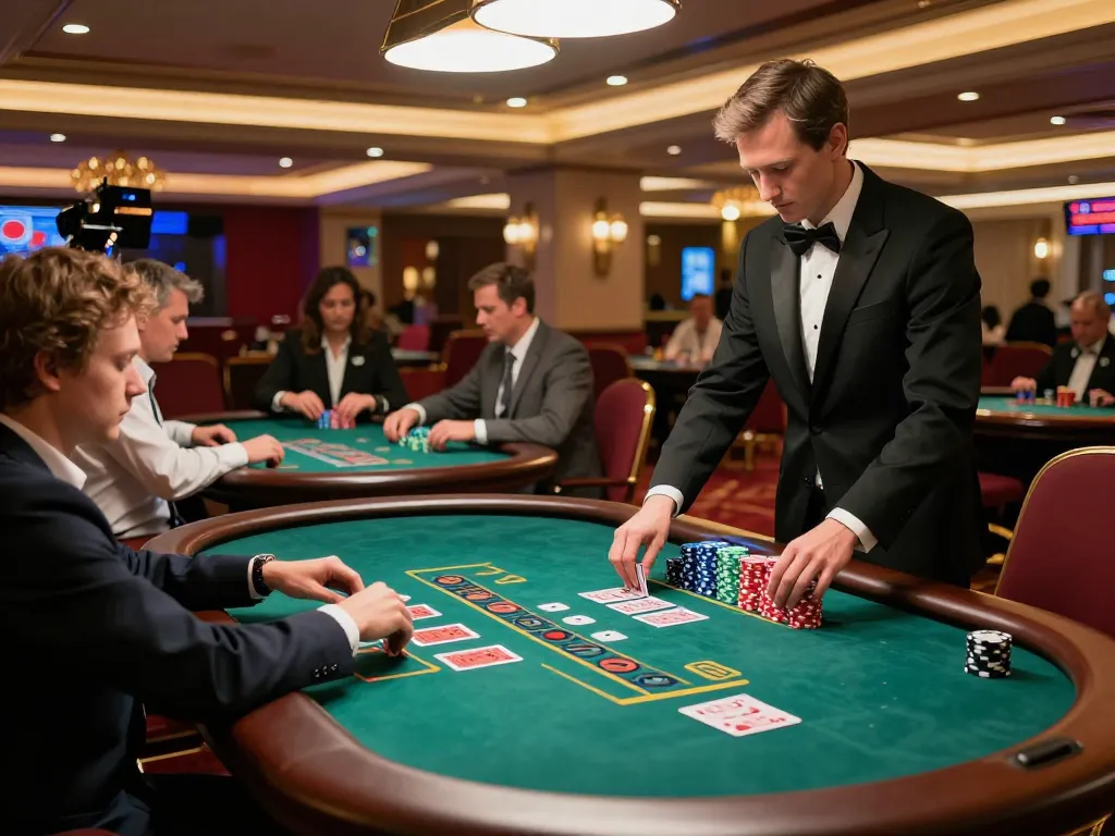 Players engaged at HIT CLUB blackjack table, showcasing the excitement of strategic gameplay in a luxury casino setting.