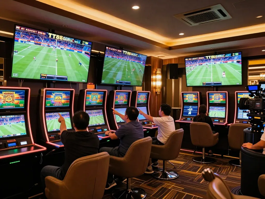 Exciting sports betting scene at TT88, showing engaged bettors and vibrant displays, highlighting tt88 lừa dảo concerns.