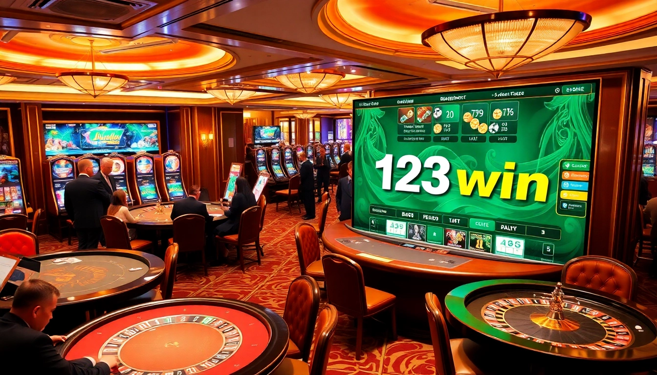 Engaged players enjoying various games at 123win casino, highlighting the excitement of online gambling.