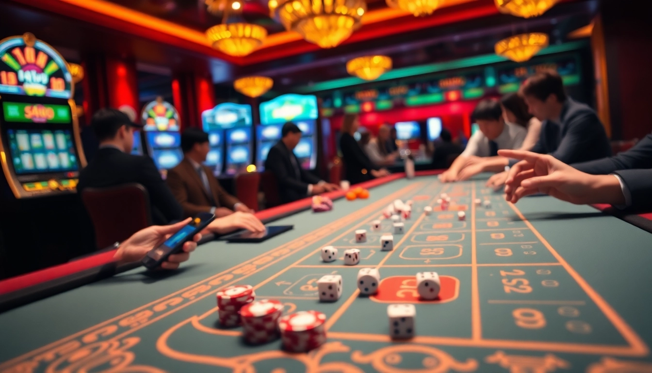 Tài Xỉu MD5 game table capturing exciting gambling moments with players and chips.