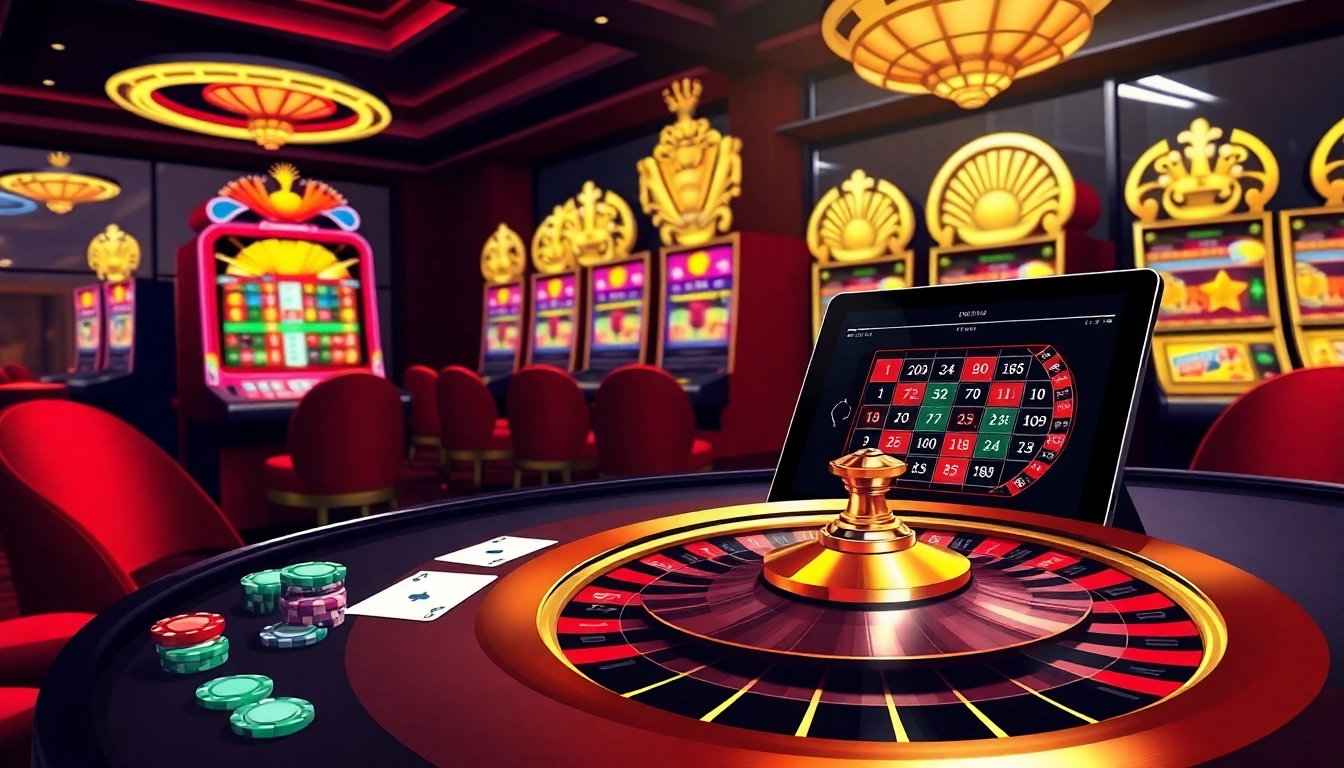 Engage in thrilling gameplay at RR88, featuring vibrant casino tables and online betting visuals.