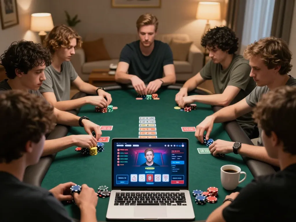 Players strategizing during an online poker session on 789P with vibrant table visuals and focused expressions.
