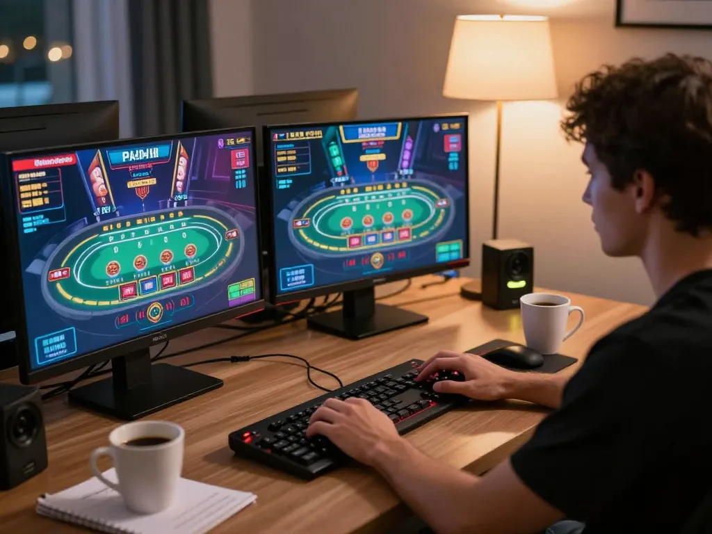 Engaging online blackjack gameplay on 23winy, showcasing a player focused on strategy and betting.
