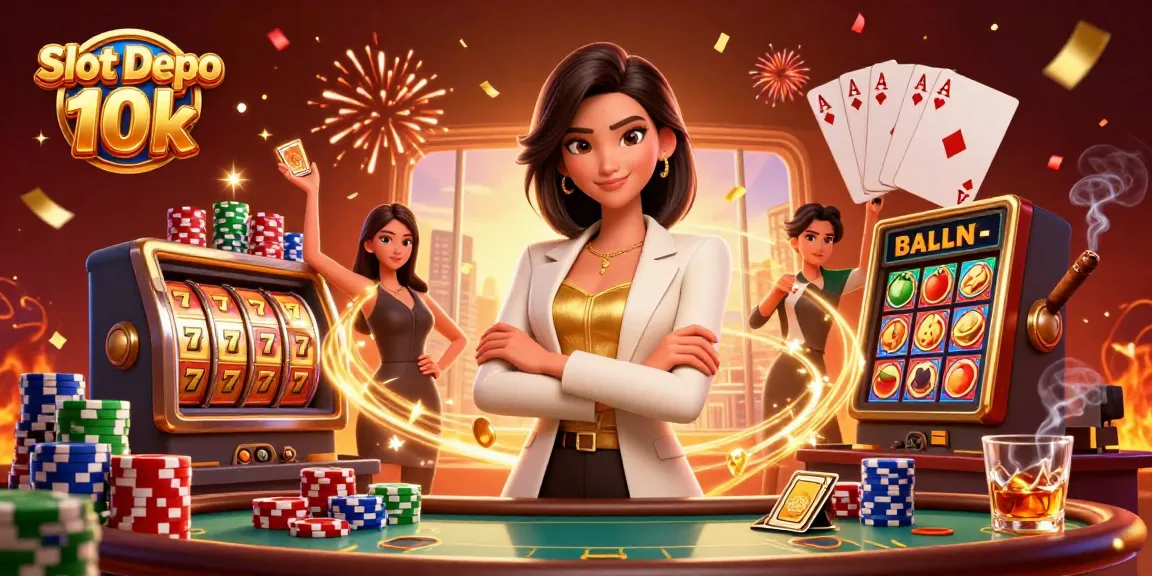Engage with Slot Depo 10k through dynamic slot games featuring a glamorous dealer.