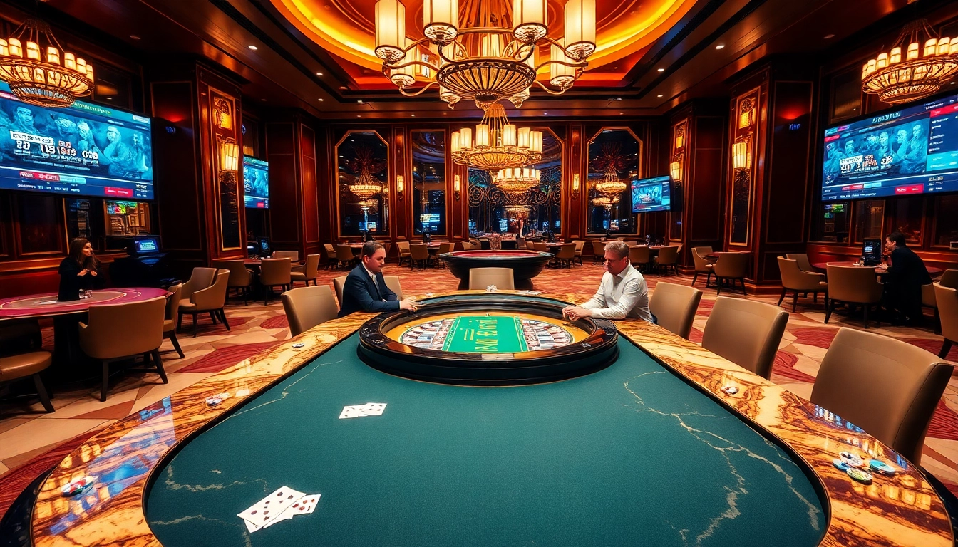 Experience thrilling gameplay at https://luck882.co.com/ with a vibrant casino scene filled with poker action.