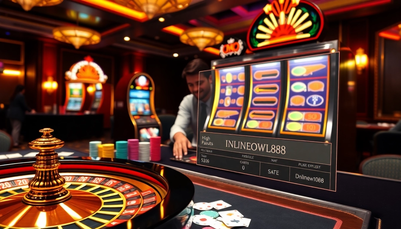 Experience the exhilarating excitement at BLACKOWL88 with poker chips and vibrant game tables.