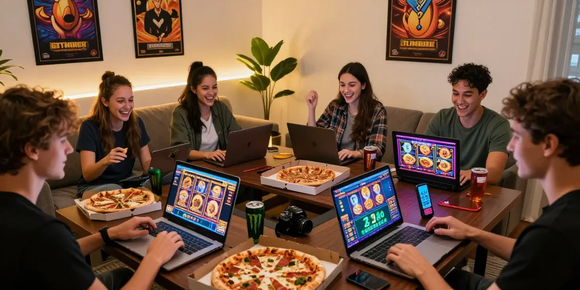 Exciting gaming atmosphere with friends exploring new online casinos in a cozy living room setting.