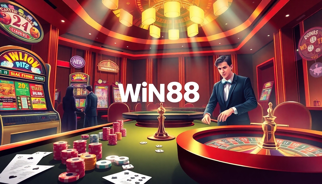 Experience the excitement of WIN88 casino with lively gaming and vibrant slot machines.