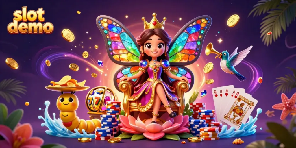 Mainkan slot demo dengan karakter yang menarik dan simbol keberuntungan yang menyinari layar.