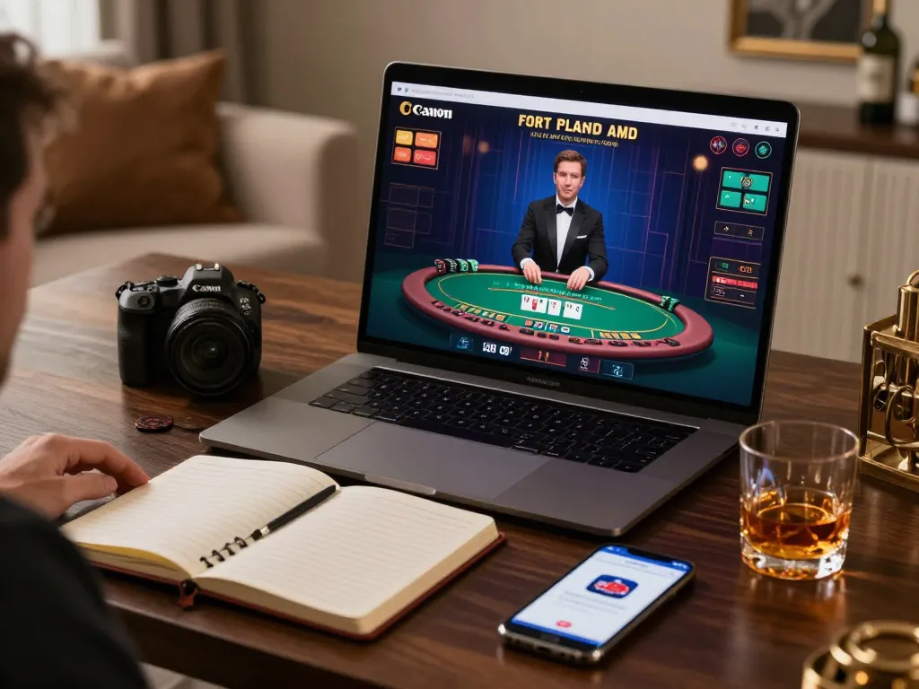 Player engaged with vu88 desktop game interface in luxurious home office setting.