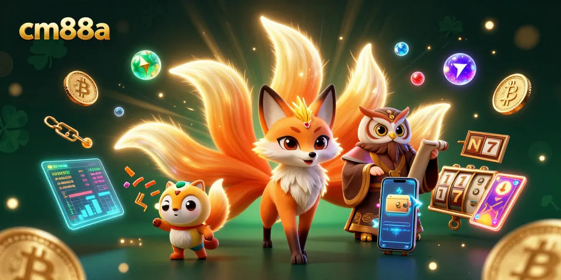 Spin on cm88a's vibrant slots with a nine-tailed fox spirit and wise owl illustrating fortune.