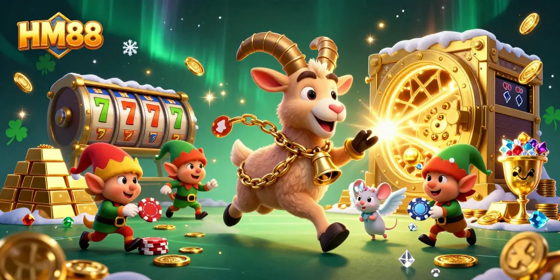 Engage in thrilling gameplay at HM88 casino, featuring dynamic cartoon characters amidst gold treasure!