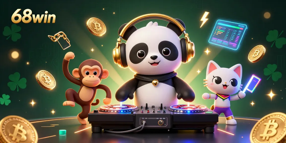 Experience the excitement of 68win as our DJ panda spins roulette wheels with vibrant animated characters.