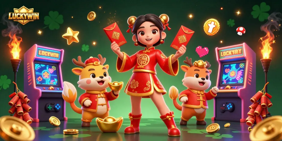 Join the festive celebration at LUCKYWIN with vibrant characters and immersive casino games.