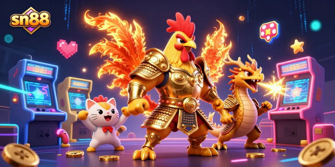 Cue winning moments with sn88 at the vibrant online casino featuring dynamic cartoon heroes and gaming elements.