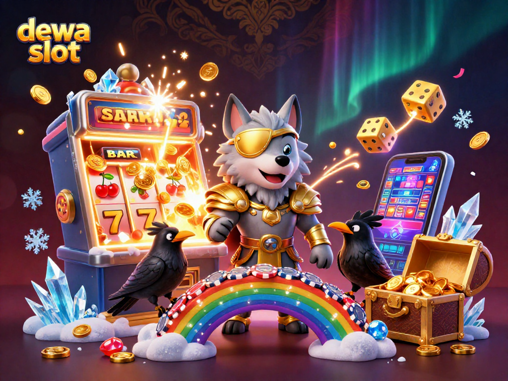 Spin to win big with dewa slot in this vibrant casino scene filled with treasures.