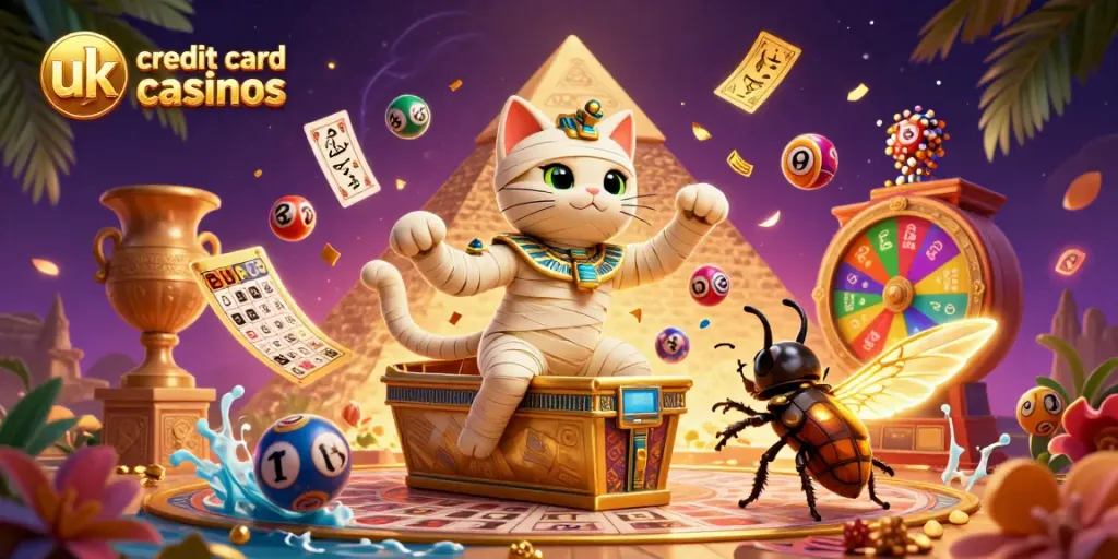 Engaging scene depicting the excitement of uk credit card casinos with vibrant characters and casino elements.