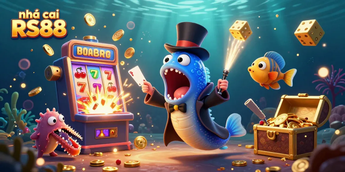 nhà cái RS88 brings excitement with a vibrant underwater casino featuring colorful games and a magical scene.