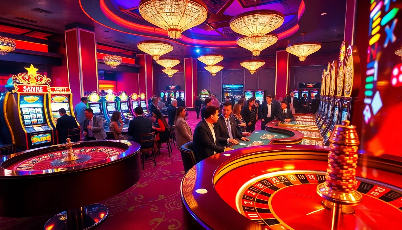 Experience the excitement of SODO with gamblers enjoying a glamorous casino atmosphere, featuring roulette and poker.