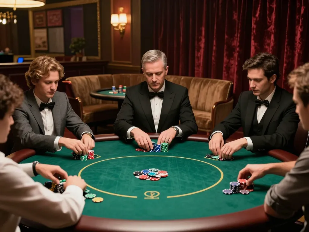 Players at nhà cái 3win enjoying a luxurious poker game with chips and cards