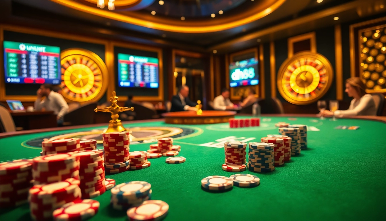 Experience thrilling gameplay at dh88 with vibrant casino tables and excited players in action.