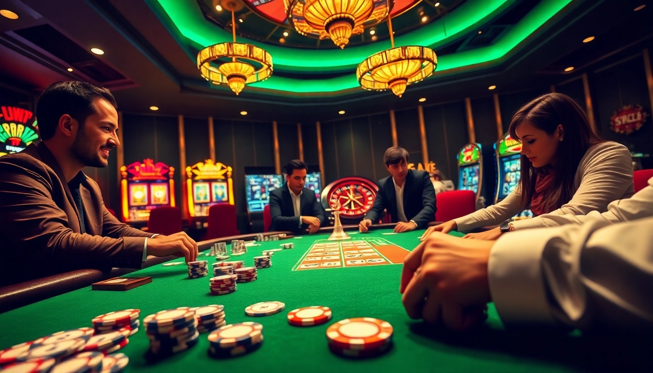 Experience the excitement of raja luck at a luxurious poker table with vibrant casino elements.