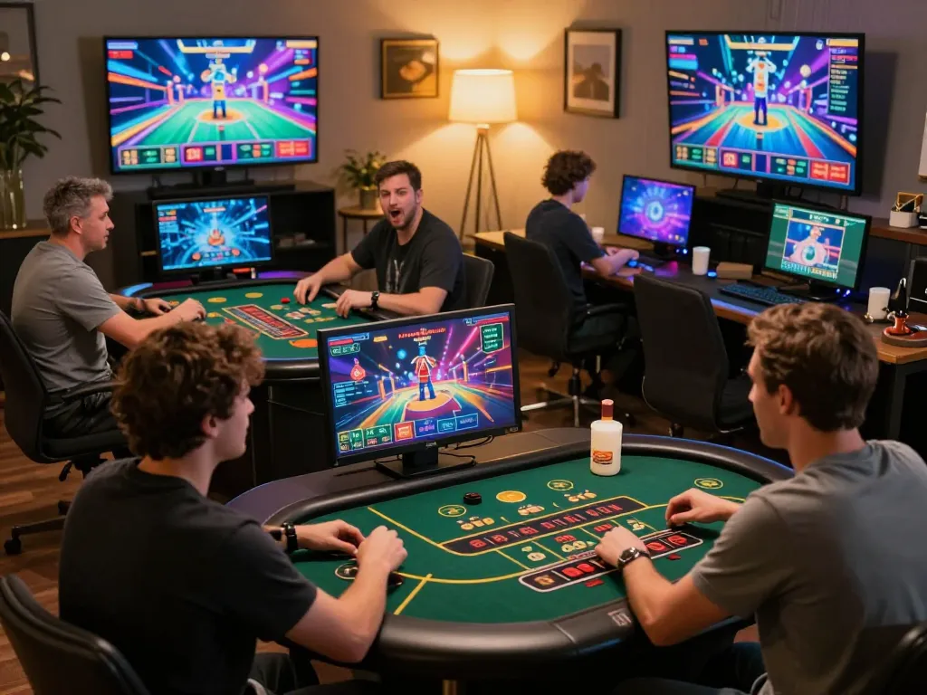Players experiencing excitement at gg88 online casino, interacting with live dealer games and celebrating wins.